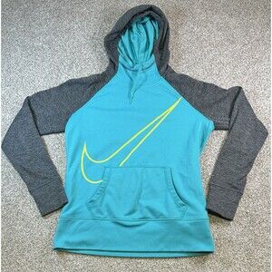 Nike Hoodie Womens M Teal Blue Gray Fit Gym Training Running Sweater Activewear